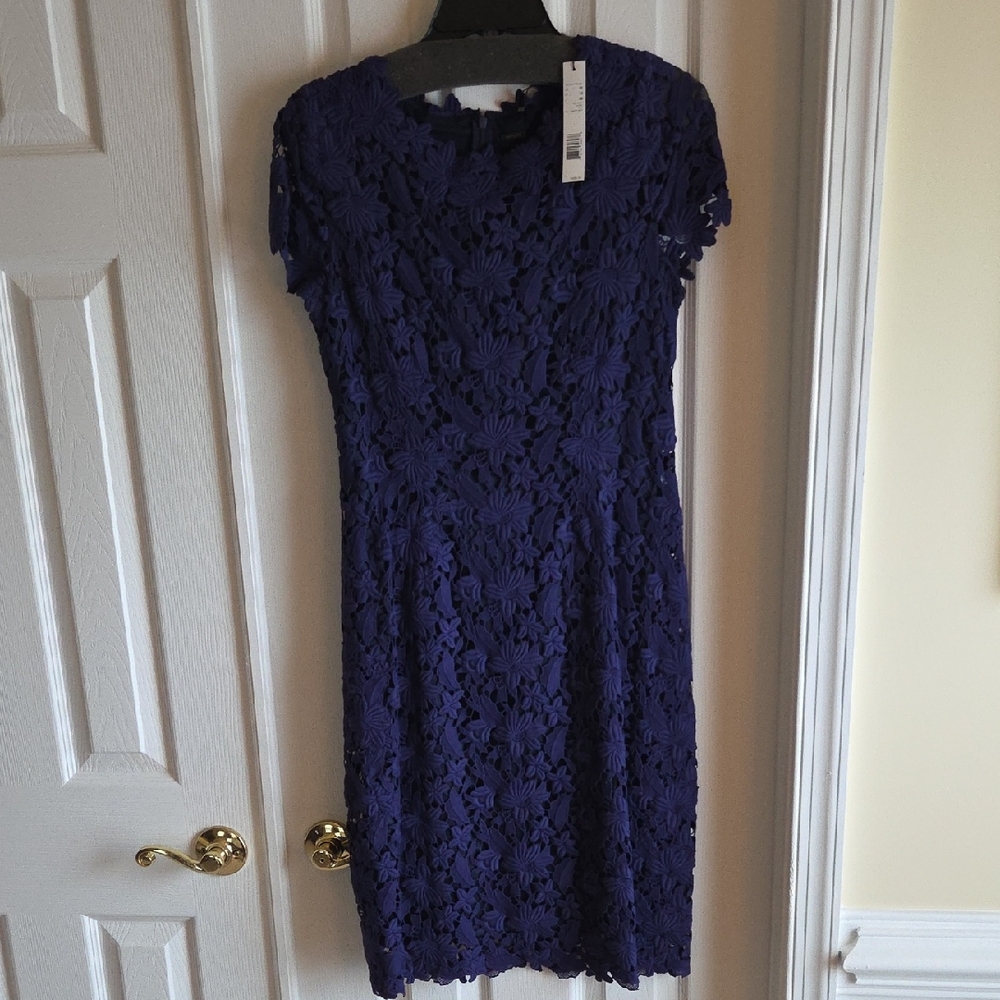 Pretty Elie Tahari Royal Blue Lace Midi Dress. Nwt. Perfect For A Wedding Guest